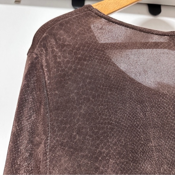 Vintage 90s Rabbit Rabbit Rabbit Designs Brown Snake Print Stretch Shirt Size 16 - Picture 11 of 16